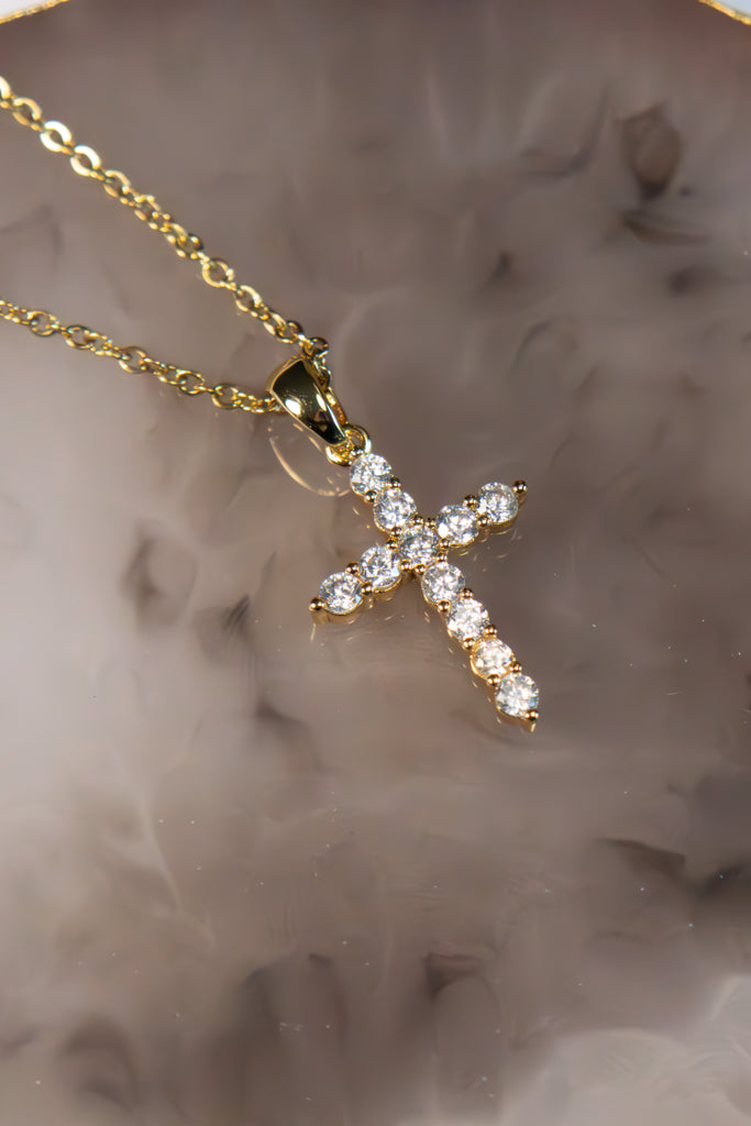 Rhinestone Filled Cross Necklace