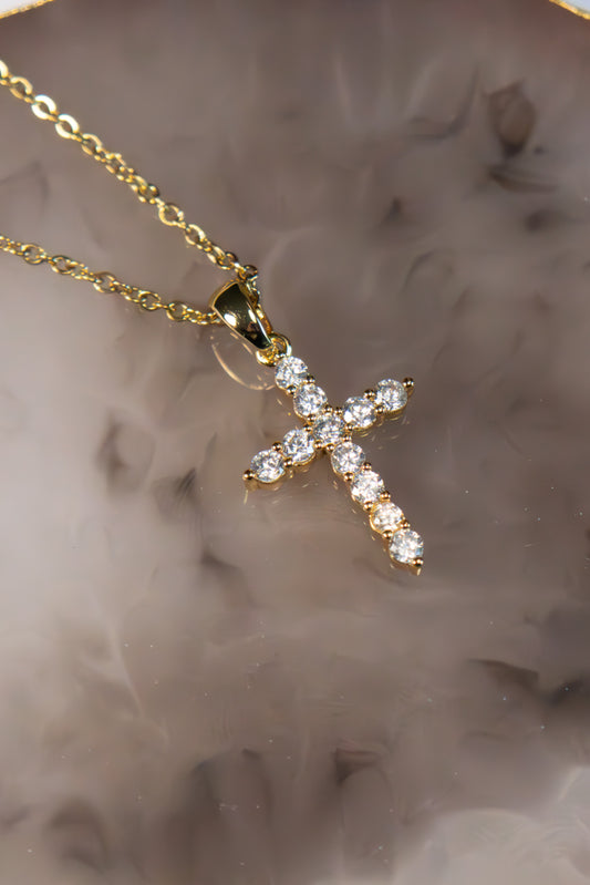 Rhinestone Filled Cross Necklace