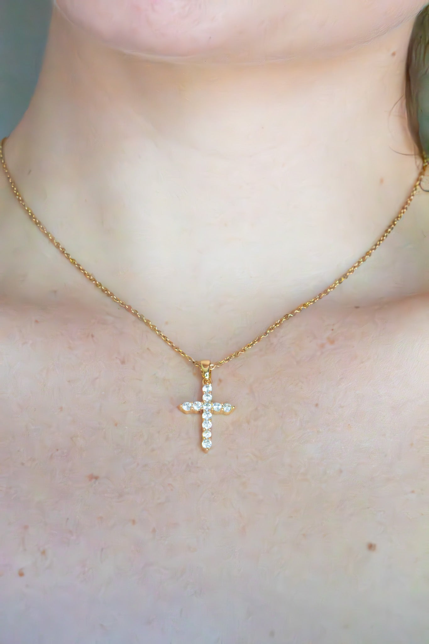 Rhinestone Filled Cross Necklace