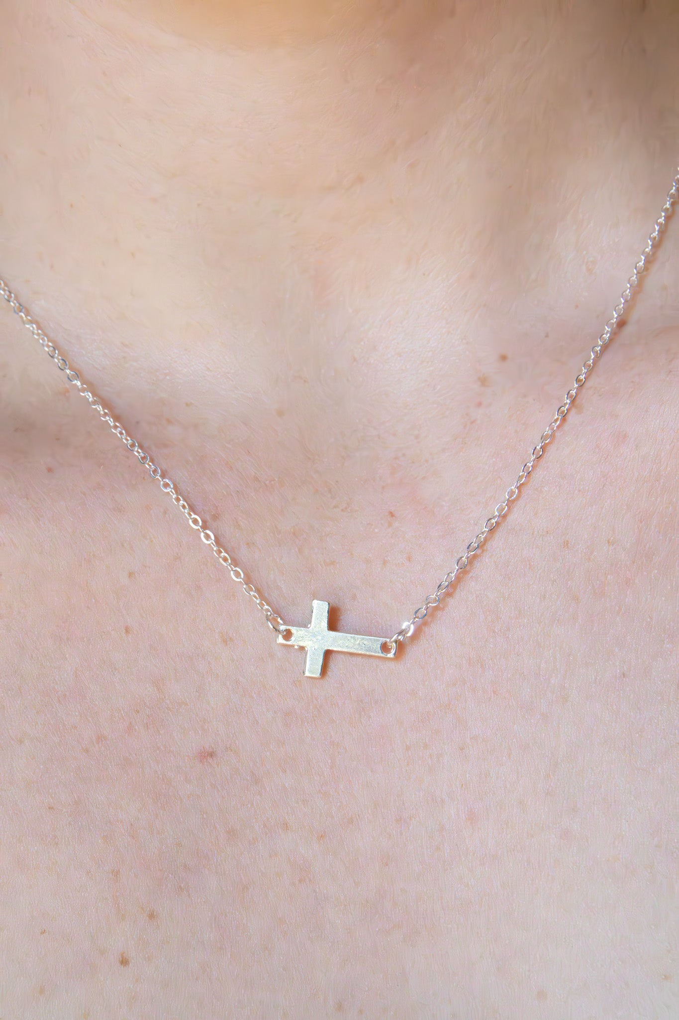 Plain Silver Cross Necklace