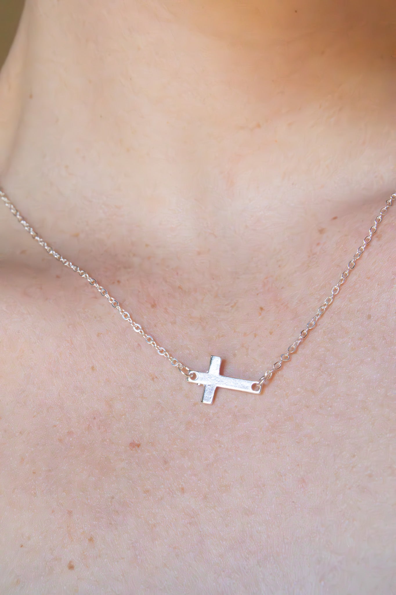 Plain Silver Cross Necklace