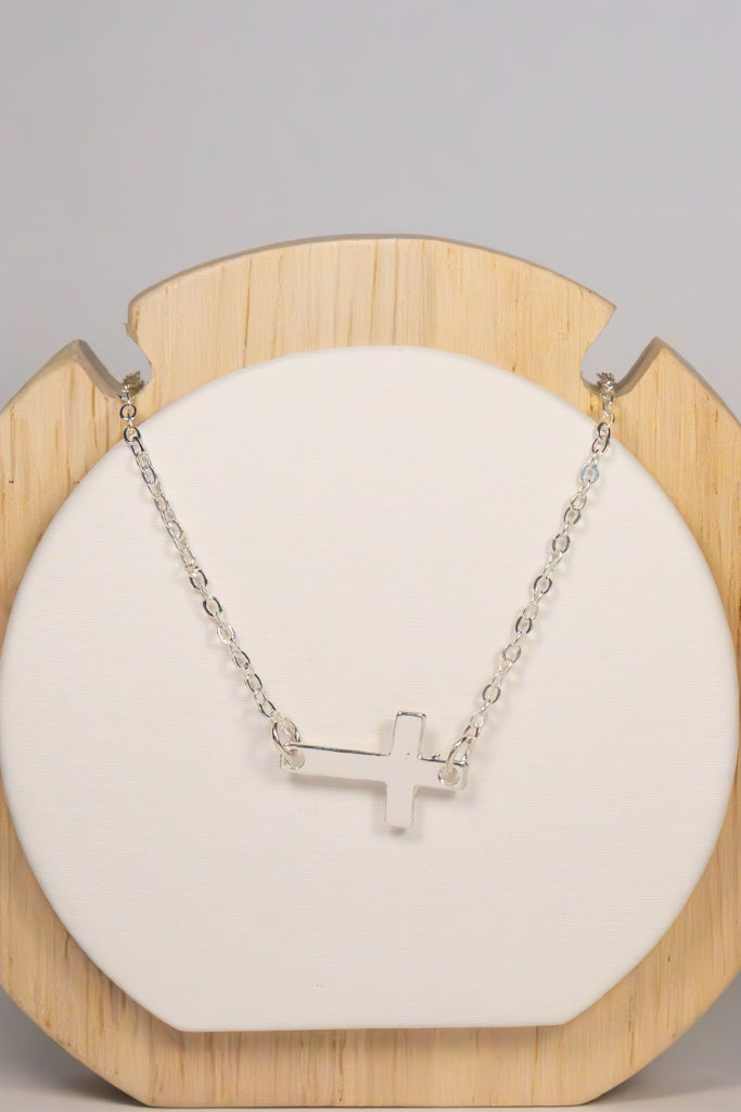 Plain Silver Cross Necklace