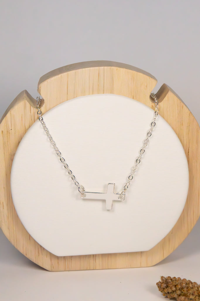 Plain Silver Cross Necklace