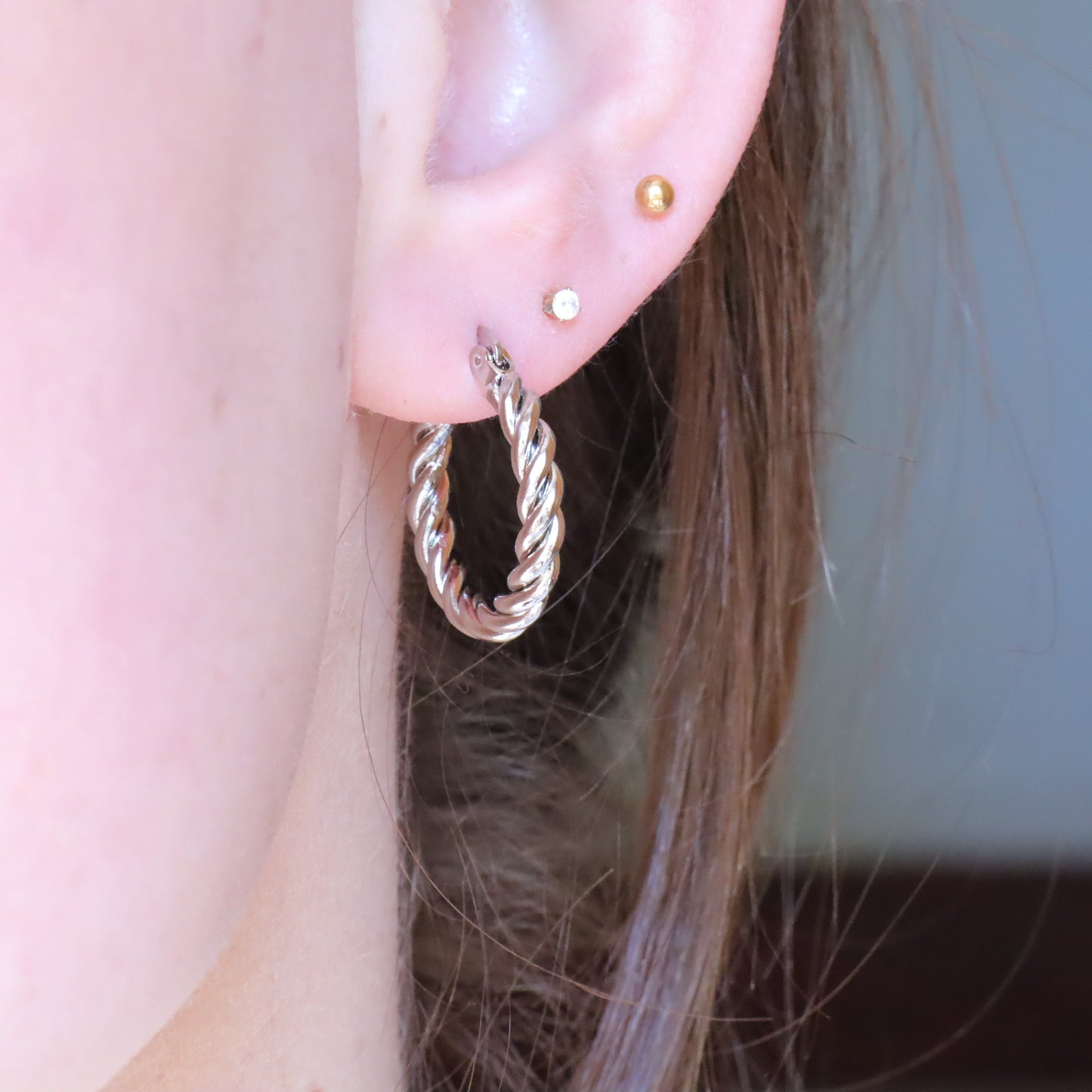 Silver Twist Hoops